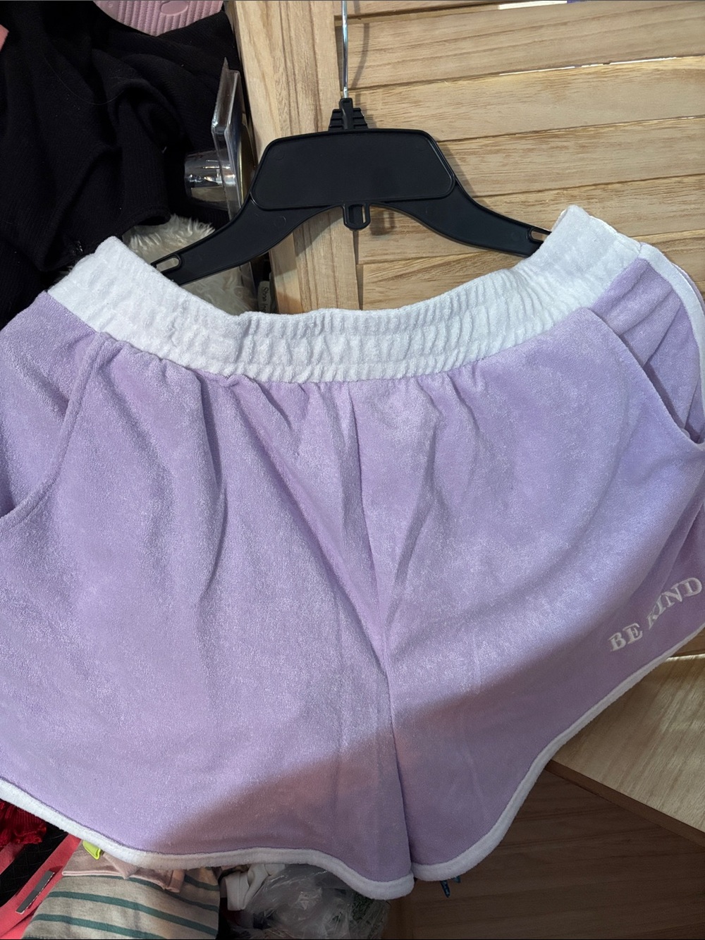 Derek Heart Lavender Terry Shorts with White Waistband Large